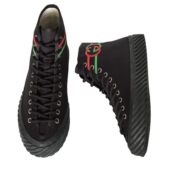 NIB Gucci Fabric Black High-top Sneakers 10 US (Gucci 9) 703033 Spain - Picture 1 of 10